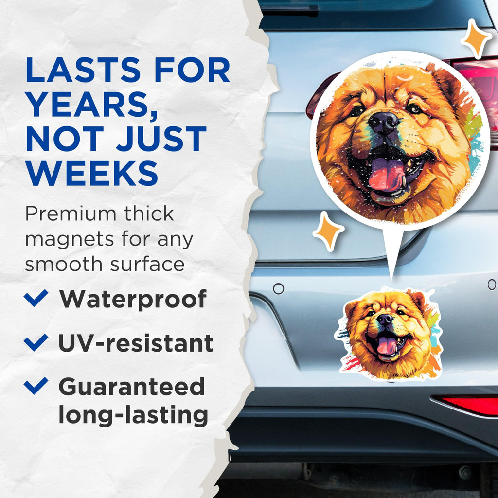 (2 Pack) Chow Chow Dog Breed Magnets - 5 Inches On Longest Side - Choose from Over 100 Dog Breeds - for Cars, Refrigerators, Toolboxes - Made in USA - MAG1828