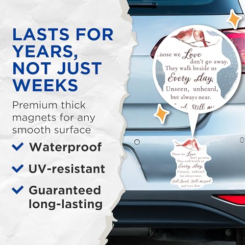 (2 Pack) Inspirational Quote Magnets Magnets - Cardinal Bird Design - Remembrance Message - 5" On Longest Side - Made in USA - Sticks to Refrigerators & Metal Surfaces - MAG8501