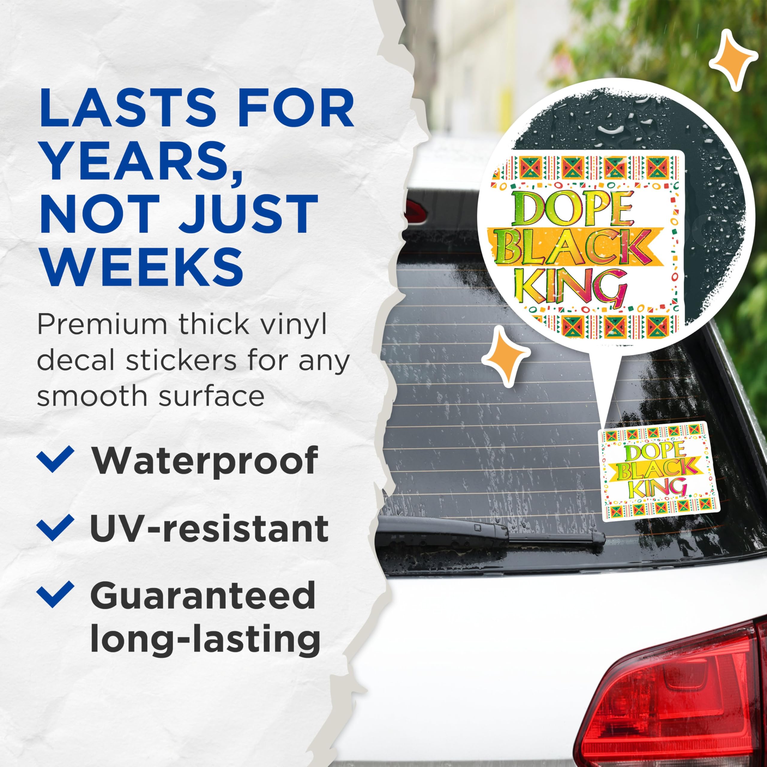 (2 Pack) Dope Black King Stickers - Motivational Quotes Stickers - Inspirational Affirmation Stickers - 5" On Longest Side - Sticks to Smooth Flat Surfaces - Made in USA - BMCS4721