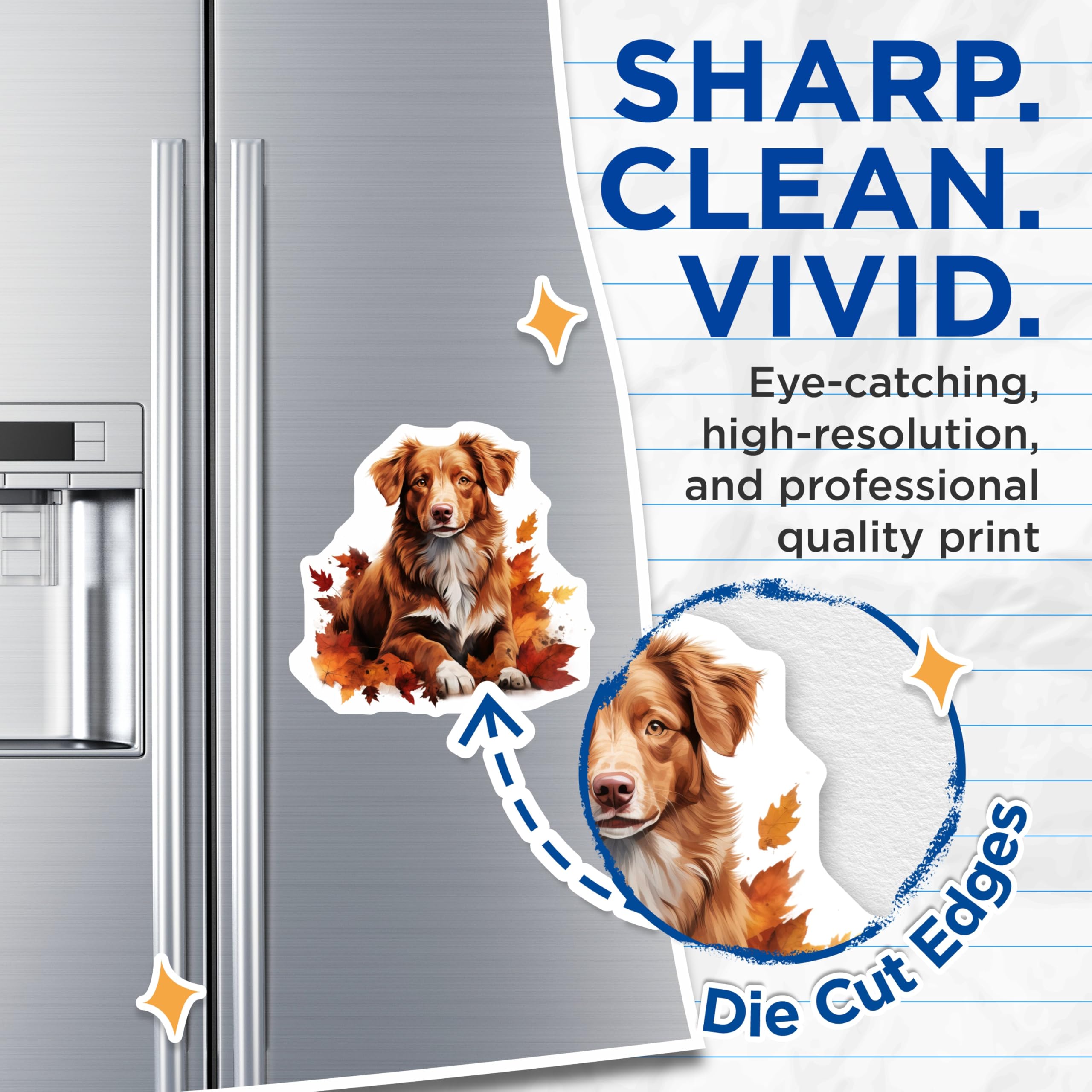 (2 Pack) Toller Dog Magnets - Autumn Leaves Decor - Fall Pet Refrigerator - 5 Inches On Longest Side - Thick Durable Magnet - Made in USA - MAG28751