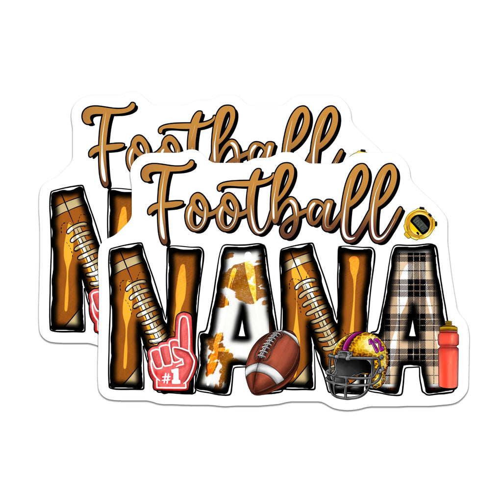 (2 Pack) Football Nana Magnets - Game Day Grandma - Proud Supporter Decor for Fridge - 5 Inches On Longest Side - Thick Durable Magnet - Made in USA - MAG30217
