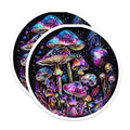 (2 Pack) Vibrant Mushroom Stickers - Psychedelic Art - Glow in The Dark Forest - 5" On Longest Side - Sticks to Smooth Flat Surfaces - Made in USA - BMCS6473
