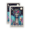 (2 Pack) Skeleton Mom Stickers - Funny Mom Meme Stickers with Phone and Coffee - Halloween Mom Stickers - 5" On Longest Side - Sticks to Smooth Flat Surfaces - Made in USA - BMCS5455