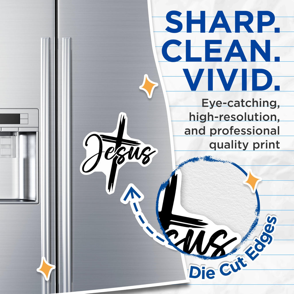 (2 Pack) Jesus Religious Magnets - Christian Faith Magnets - Inspirational Quote Magnets - 5" On Longest Side - for Cars, Refrigerators, Toolboxes, Lockers - Made in USA BMCS3066