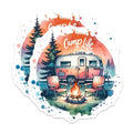(2 Pack) Camp Life Stickers - Camper Van Stickers - Campfire Stickers - Outdoor Adventure Stickers - 5" On Longest Side - Sticks to Smooth Flat Surfaces - Made in USA - BMCS7287