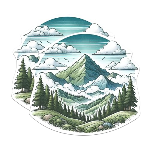 (2 Packs) Mountains and Wilderness Magnets - Nature Lover Hiker Hiking Outdoorsman Magnets - 5 Inches On Longest Side - Premium Magnet - for Fridges, Toolboxes, Cars - Made in USA - MAG2284