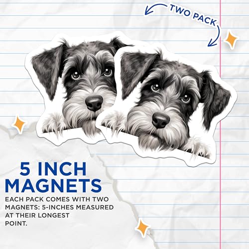 (2 Pack) Cute Dog Decor Magnet - 5" On Longest Side - Sticks to Smooth Flat Surfaces - Made in USA - MAG10289