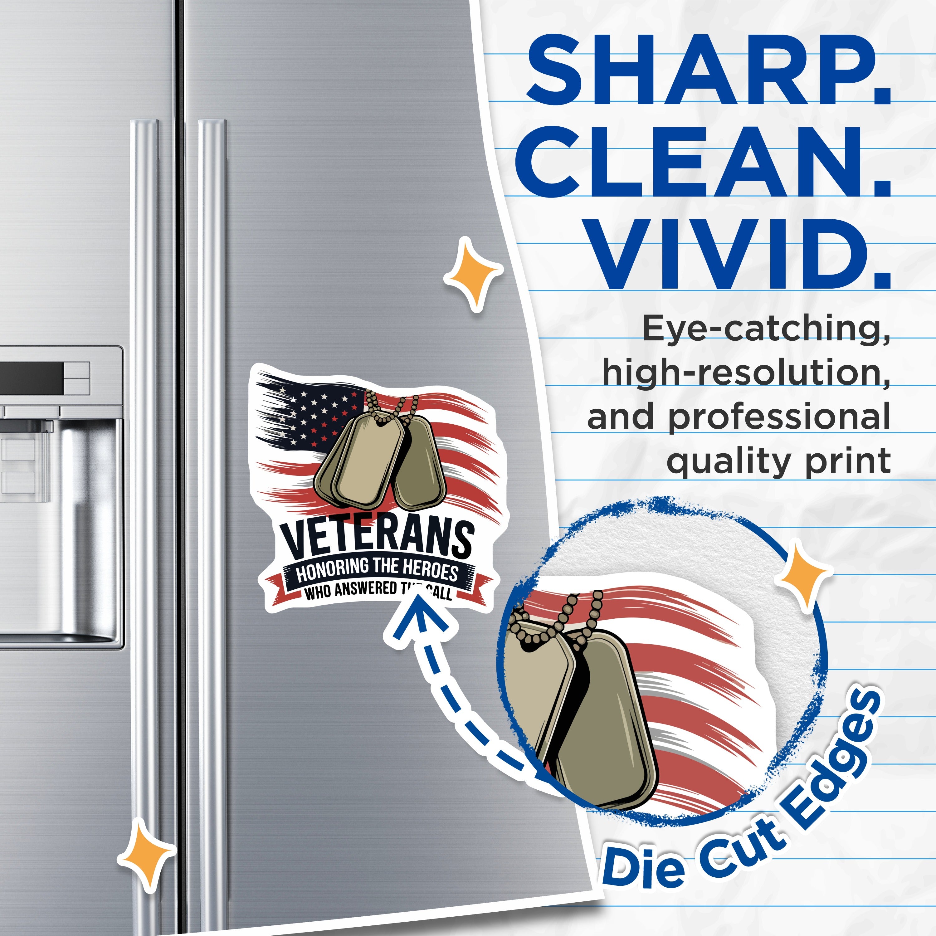 (2 Pack) Veterans Day Magnets - Military Appreciation Decor - Honoring Heroes USA Flag - 5 Inches On Longest Side - Thick Durable Magnet - Made in USA - MAG36447