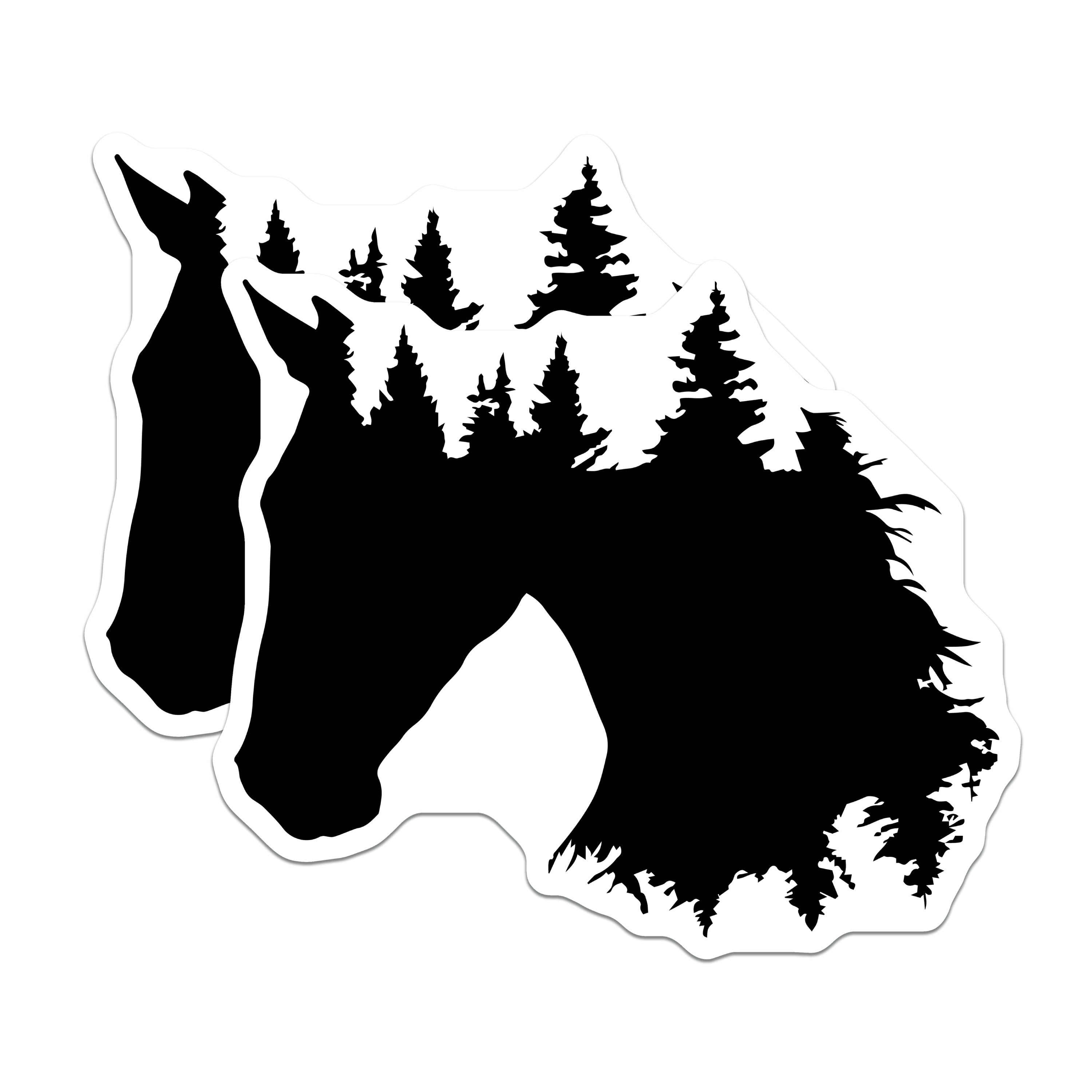 (2 Pack) Horse Forest Magnets - Nature Silhouette - Equestrian Decor Fridge Magnet - 5 Inches On Longest Side - Thick Durable Magnet - Made in USA - MAG38012