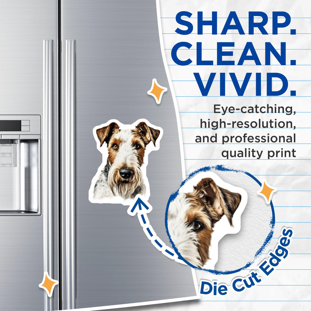 (2 Pack) Wire Fox Terrier Magnets - Dog Lover Decor - Pet Owner Present - Breed Specific Art - 5 Inches On Longest Side - Thick Durable Magnet - Made in USA - MAG27702