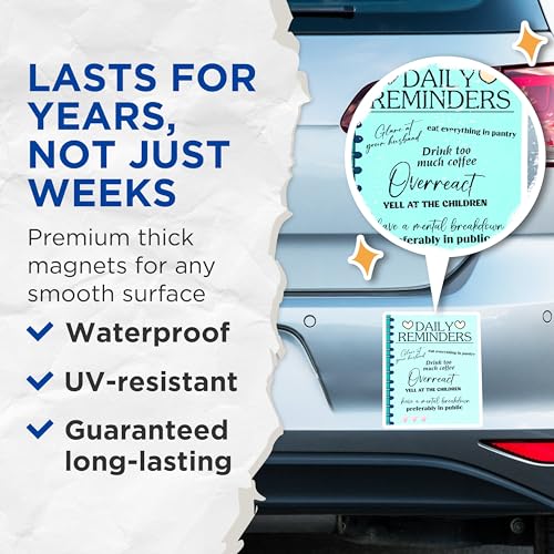 (2 Pack) Daily Reminders Magnets - Hilarious Home Organizers - 5" On Longest Side - for Cars, Fridges, Toolboxes - Made in USA - MAG8325