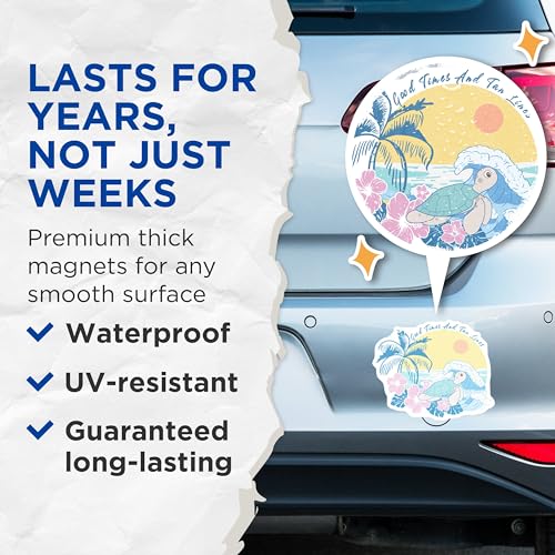 (2 Pack) Turtle Beach Theme Magnets - Tropical Ocean Decor - Sea Life Art Magnets - 5" On Longest Side - for Cars, Fridges, Toolboxes - Made in USA - MAG7169