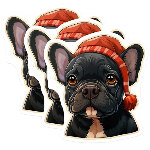 (3 Pack) French Bulldog Decals - Dog Breed Stickers - Puppy Laptop Stickers - 3 Inches On Longest Side - Easy Peel & Apply - Made in USA - 3MCS2716