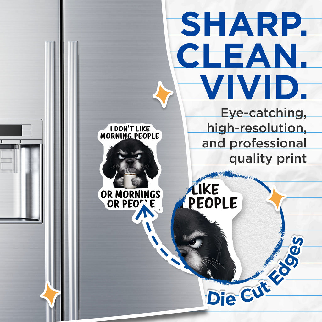 (2 Pack) Grumpy Dog Magnets - Coffee Lover - Introvert Humor Fridge Decor - Anti Morning Person Decor - 5 Inches On Longest Side - Thick Durable Magnet - Made in USA - MAG37243