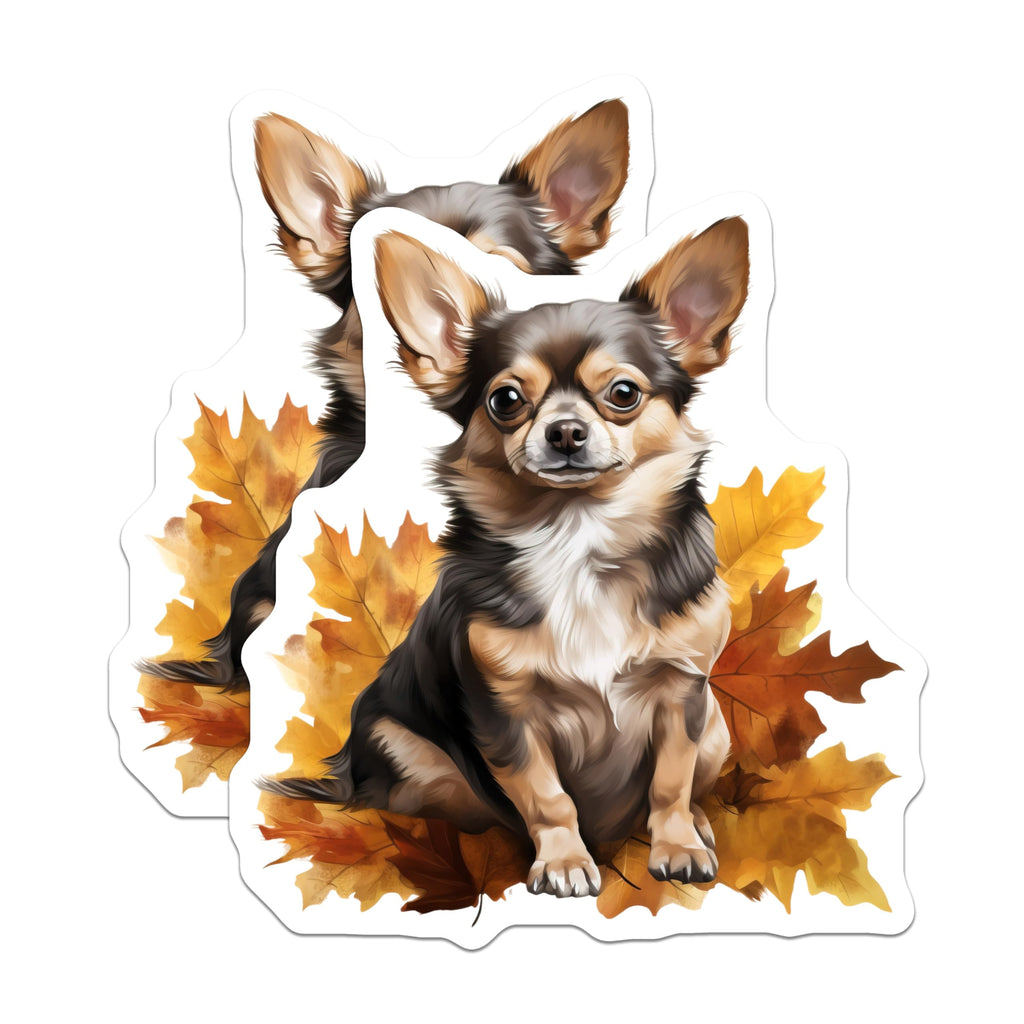 (2 Pack) Long Haired Chihuahua Magnets - Autumn Dog Lover Decor - Fall Pet Parent Accessory - 5 Inches On Longest Side - Thick Durable Magnet - Made in USA - MAG25853