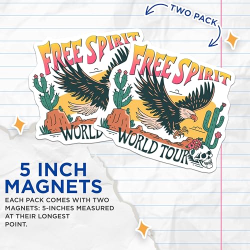 (2 Pack) Eagle Desert Scene Magnet - 5" On Longest Side - Sticks to Smooth Flat Surfaces - Made in USA - MAG9630