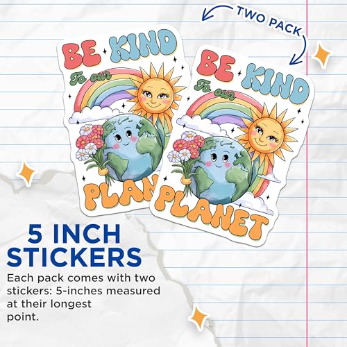 (2 Pack) Kindness Stickers - 5" On Longest Side - Sticks to Smooth Flat Surfaces - Made in USA - BMCS8446 - BMCS8446