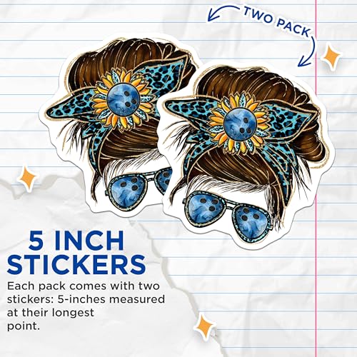 (2 Pack) Sunflower Hair Bun Stickers - Leopard Print Sunglasses - Trendy Hipster Accessories - 5" On Longest Side - Sticks to Smooth Flat Surfaces - Made in USA - BMCS6197