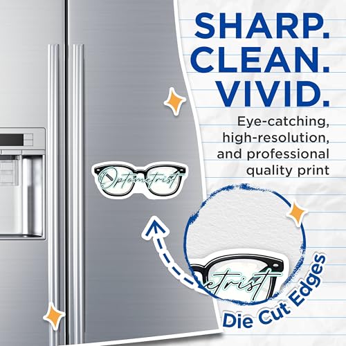 (2 Pack) Optometrist Magnets - Glasses Theme - Optometry Office Decor - Eye Care - Vision Specialist - Medical Professional - 5" On Longest Side - for Cars, Fridges, Toolboxes - Made in USA - MAG8073