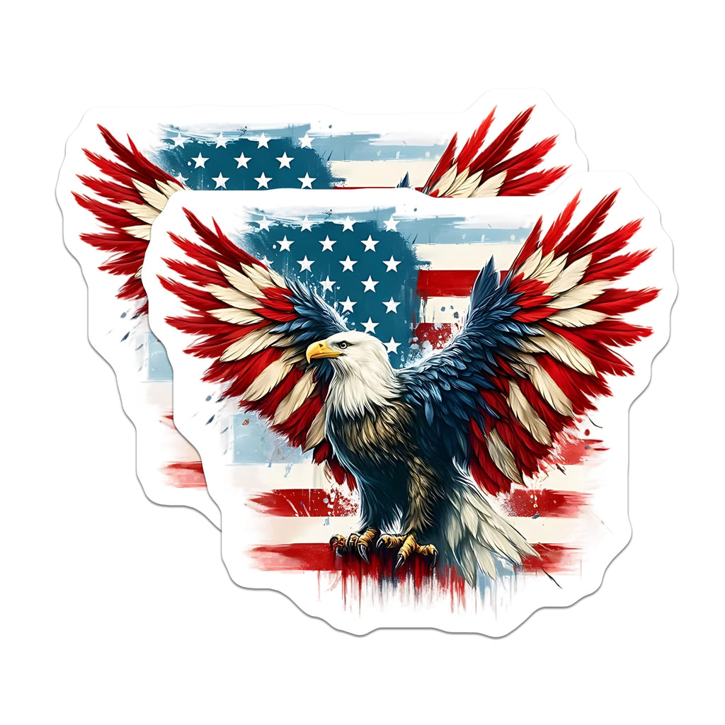 (2 Pack) American Eagle Magnets - USA Flag Patriotic Decal - Fridge Magnets Decoration - 5" On Longest Side - Premium Magnet - for Cars, Refrigerators, Toolboxes, Lockers - Made in USA - MAG15514