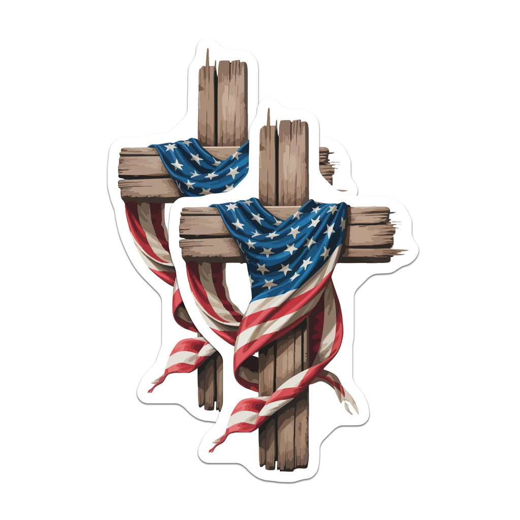 (2 Pack) American Flag Cross Magnets - Christian Faith Patriotism - USA Freedom National Pride Memorial Day Decor - 5 Inches On Longest Side - Thick Durable Magnet - Made in USA - MAG20632
