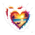 (2 Pack) Tropical Beach Sunset Magnets - Heart Shaped Coastal Decor Magnets - Vacation Lover Refrigerator Art - 5 Inches On Longest Side - Thick Durable Magnet - Made in USA - MAG26112