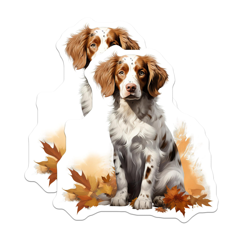 (2 Pack) Autumn Dog Magnets - Brittany Spaniel Decor - Cozy Fall Refrigerator Accent - 5 Inches On Longest Side - Thick Durable Magnet - Made in USA - MAG25052