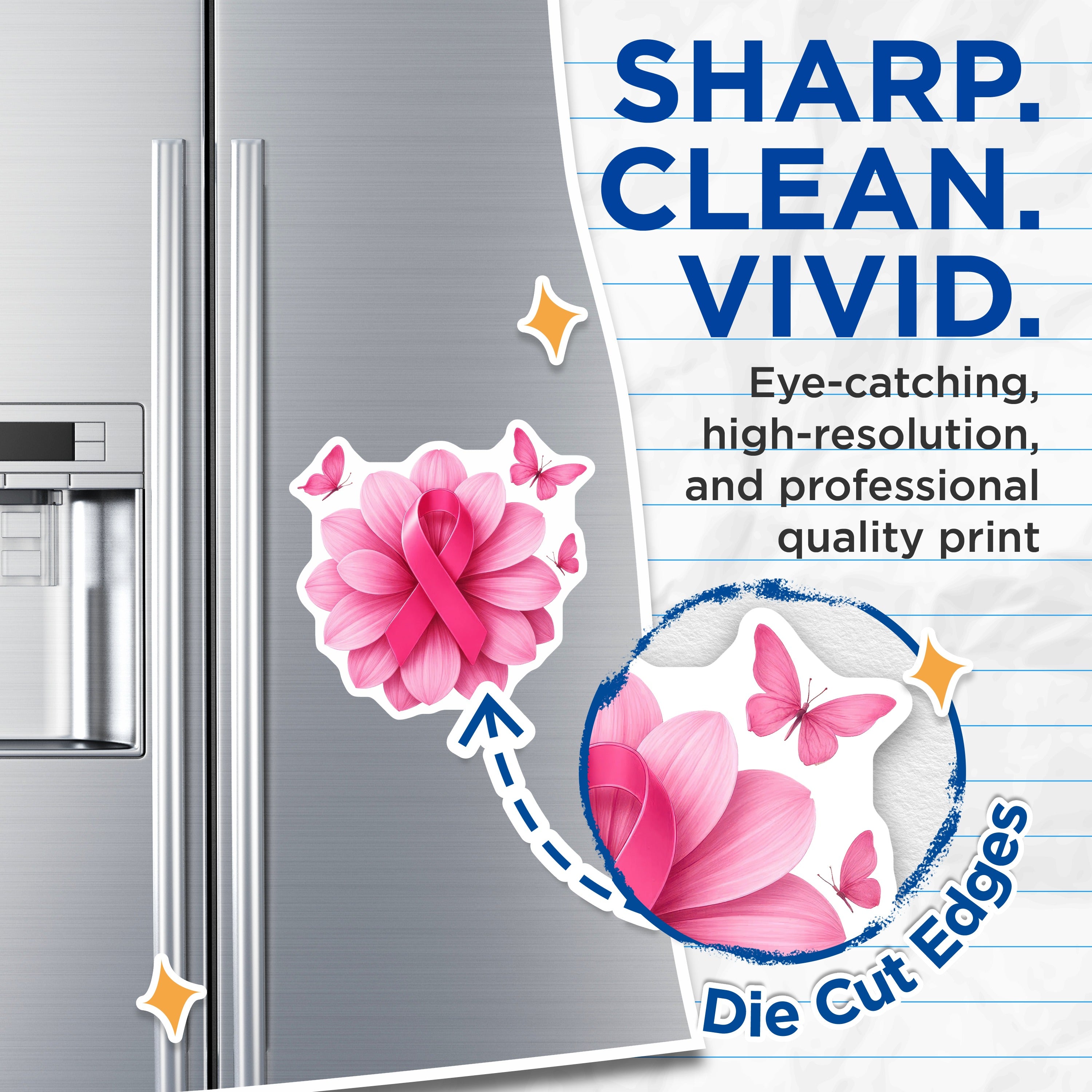 (2 Pack) Breast Cancer Awareness Magnets - Pink Ribbon Flower - Survivor Support Hope Decor - 5 Inches On Longest Side - Thick Durable Magnet - Made in USA - MAG38651