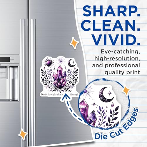 (2 Pack) Grow Through What You Go Through Magnets - Inspirational Quote - Crystal Art - Motivational Decor - 5" On Longest Side - for Cars, Fridges, Toolboxes - Made in USA - MAG8060