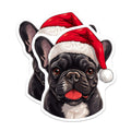 (2 Pack) French Bulldog Magnets - Santa Hat Dog Decor - Festive Christmas Pet Art - 5 Inches On Longest Side - Thick Durable Magnet - Made in USA - MAG24860