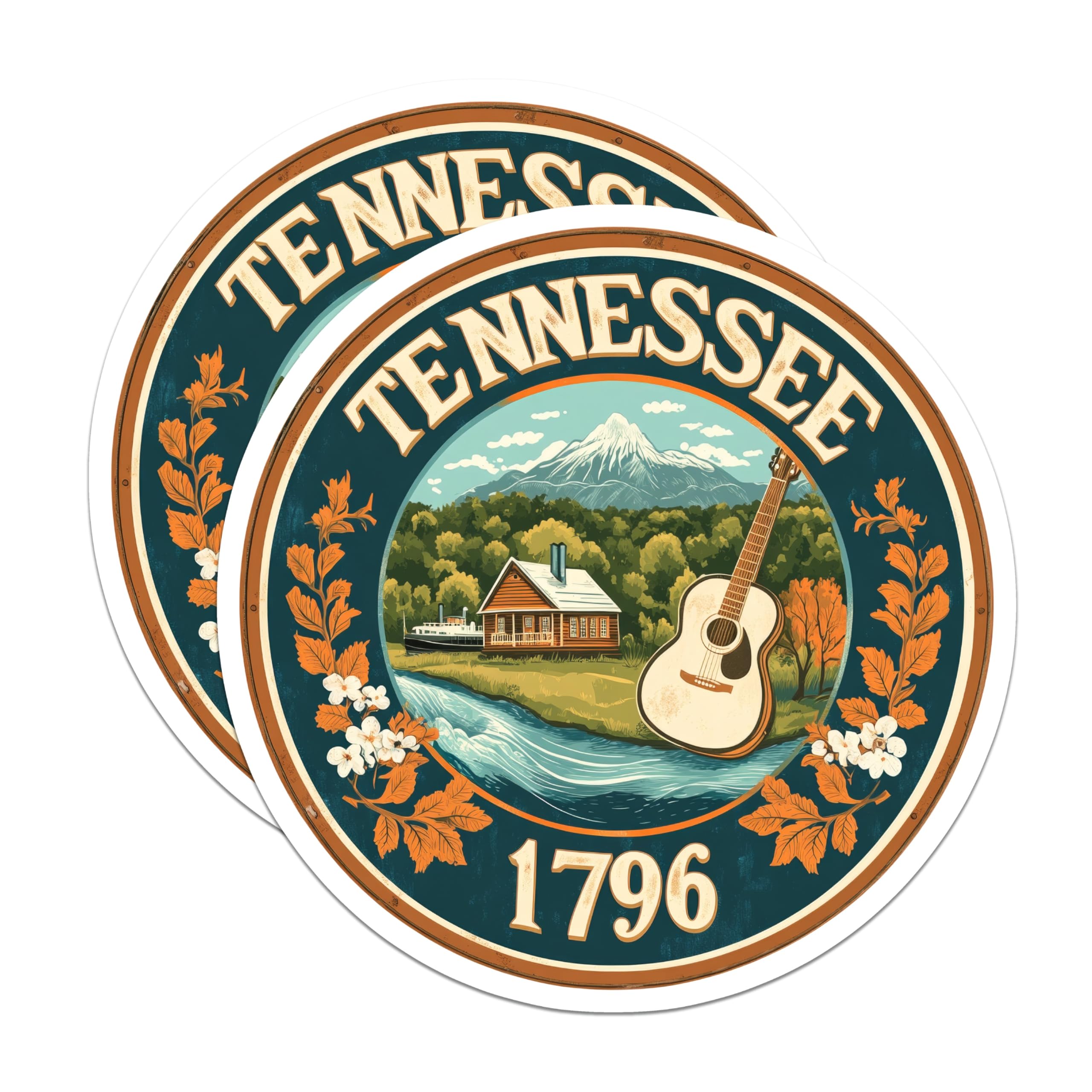 (2 Pack) Tennessee Magnets - State Pride Souvenirs - Guitar Country Fridge Decor - 5" On Longest Side - Premium Magnet - for Cars, Refrigerators, Toolboxes, Lockers - Made in USA - MAG14655