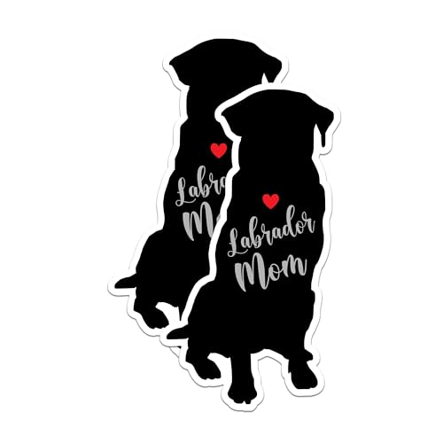 (2 Packs) Labrador Mom Stickers - Labrador Dog Breed Decals - 5 Inches On Longest Side - Premium Vinyl Decal - Sticks to Any Smooth Flat Surface - Made in USA - BMCS2492