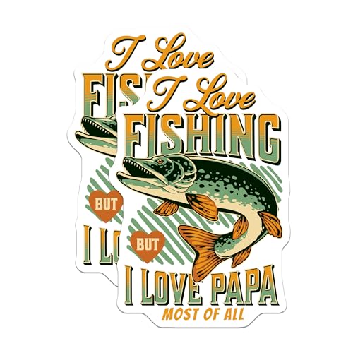 (2 Pack) I Love Fishing Magnets - Papa - Fishing Lover - Papa Appreciation - Fish Enthusiast - 5" On Longest Side - for Cars, Refrigerators, Toolboxes, Lockers - Made in USA BMCS3497