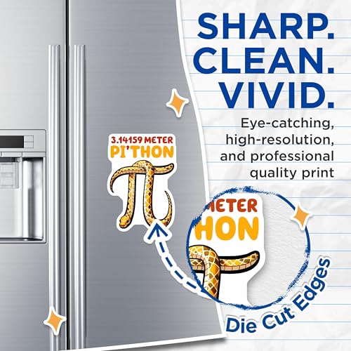 (2 Pack) 3.14159 Meter Python Magnets - Snake Pi Symbol - Fun Math Decor - 5" On Longest Side - for Cars, Fridges, Toolboxes - Made in USA - MAG8156