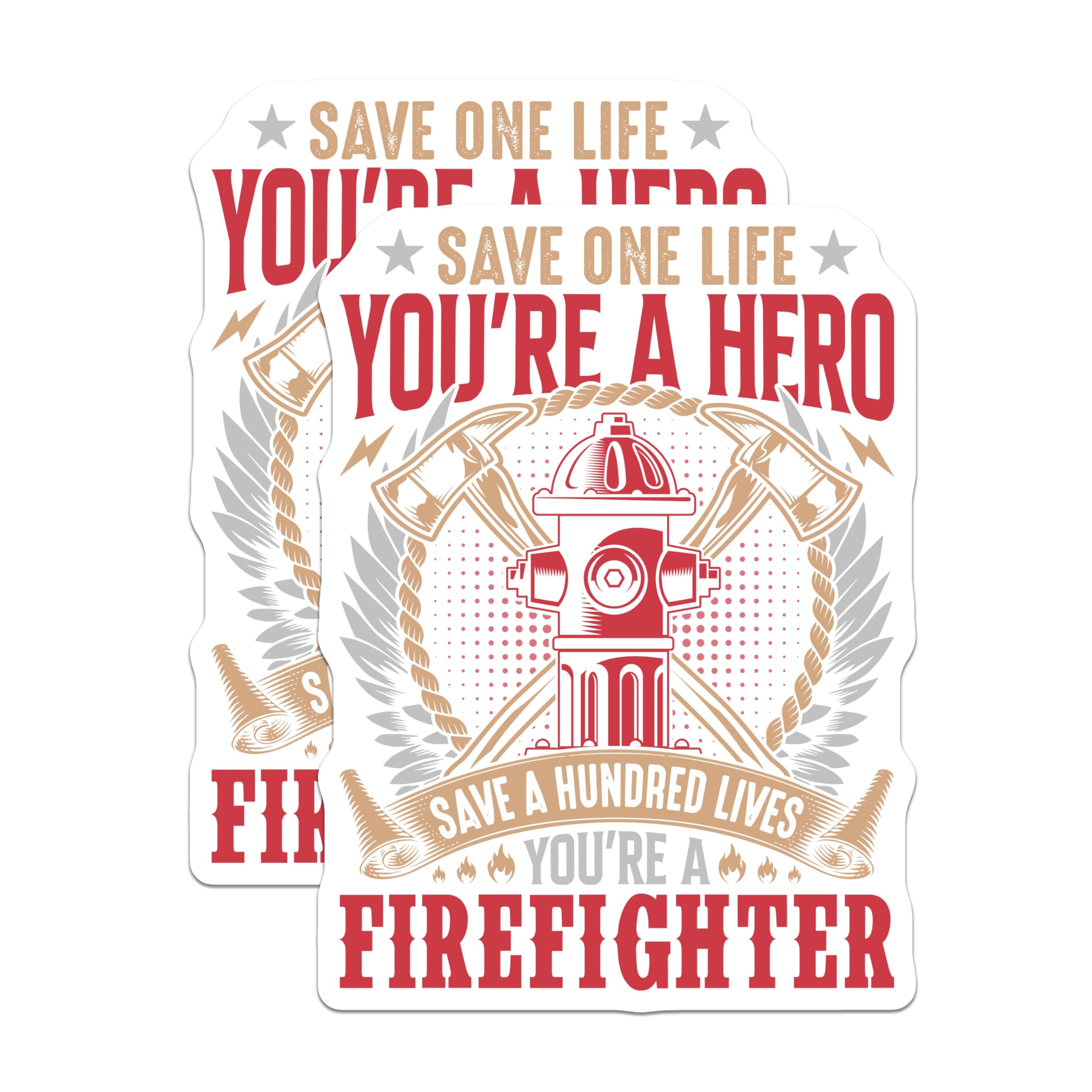 (2 Pack) Firefighter Hero Magnets - First Responder Appreciation - Fire Department Hydrant Axe - 5 Inches On Longest Side - Thick Durable Magnet - Made in USA - MAG19450
