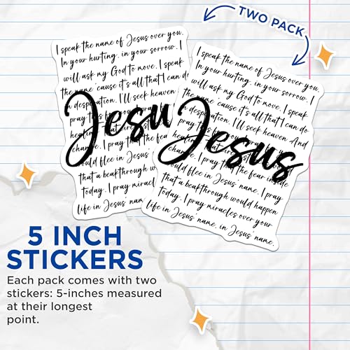 (2 Pack) Jesus Prayer Stickers - Faith Quotes Stickers - Inspirational Christian Stickers - 5" On Longest Side - Sticks to Any Smooth Flat Surface - Made in USA - BMCS3084