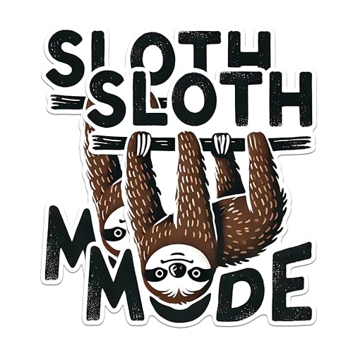 (2 Pack) Sloth Mode Stickers - Funny Lazy Sloth Stickers - Animal Lover Sticker Pack - Cute Sloth Sticker Collection - 5" On Longest Side - Sticks to Any Smooth Flat Surface - Made in USA - BMCS2743