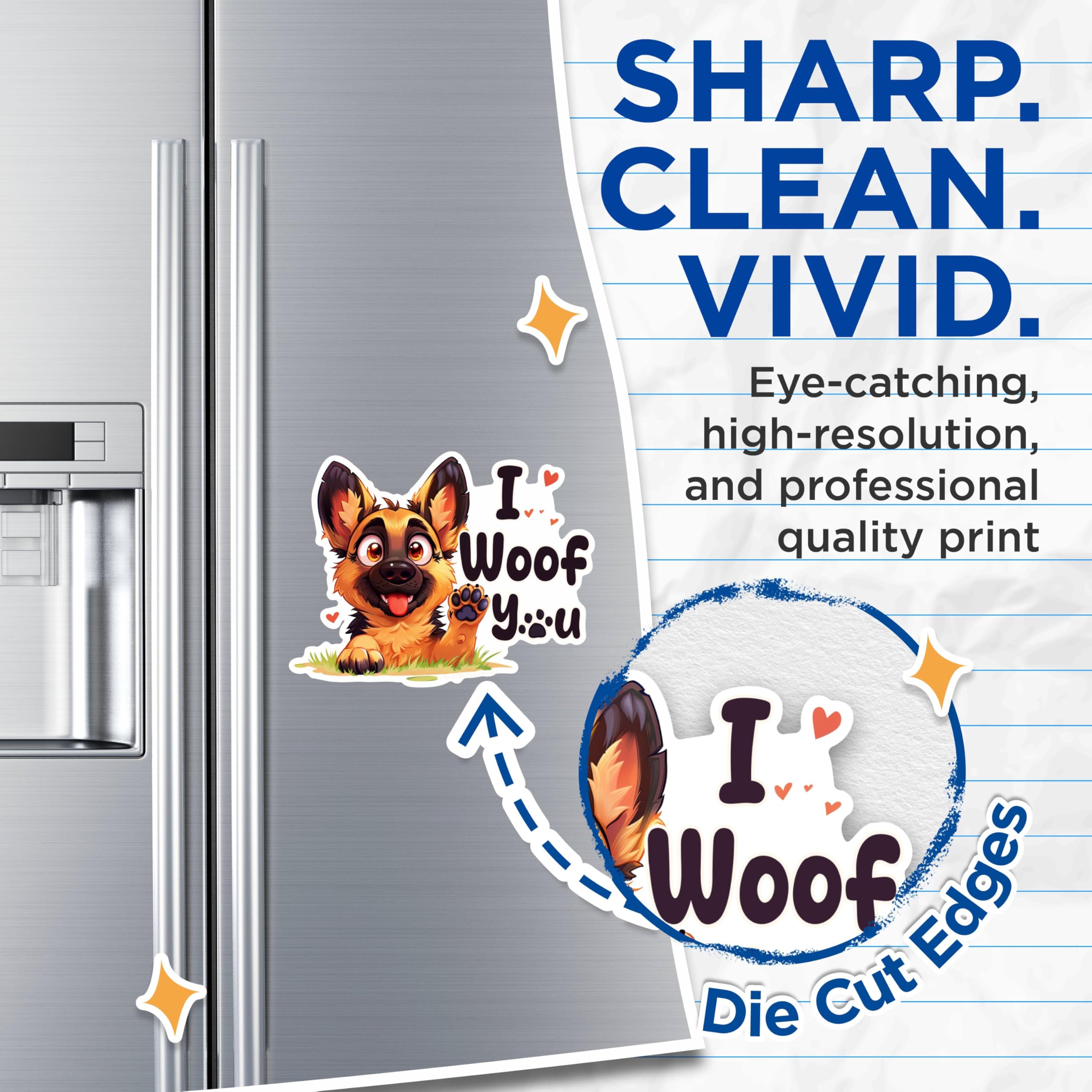 (2 Packs) I Woof You German Shepherd Magnets - German Shepherd Dog Breed Magnets - 5 Inches On Longest Side - Premium Magnet - for Fridges, Toolboxes, Cars - Made in USA - MAG2370