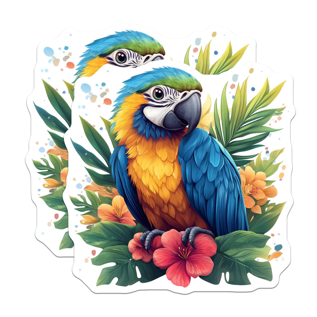 (2 Pack) Tropical Parrot Magnets - Vibrant Macaw Kitchen Decor - Exotic Bird Art Refrigerator Decor - 5 Inches On Longest Side - Thick Durable Magnet - Made in USA - MAG28328