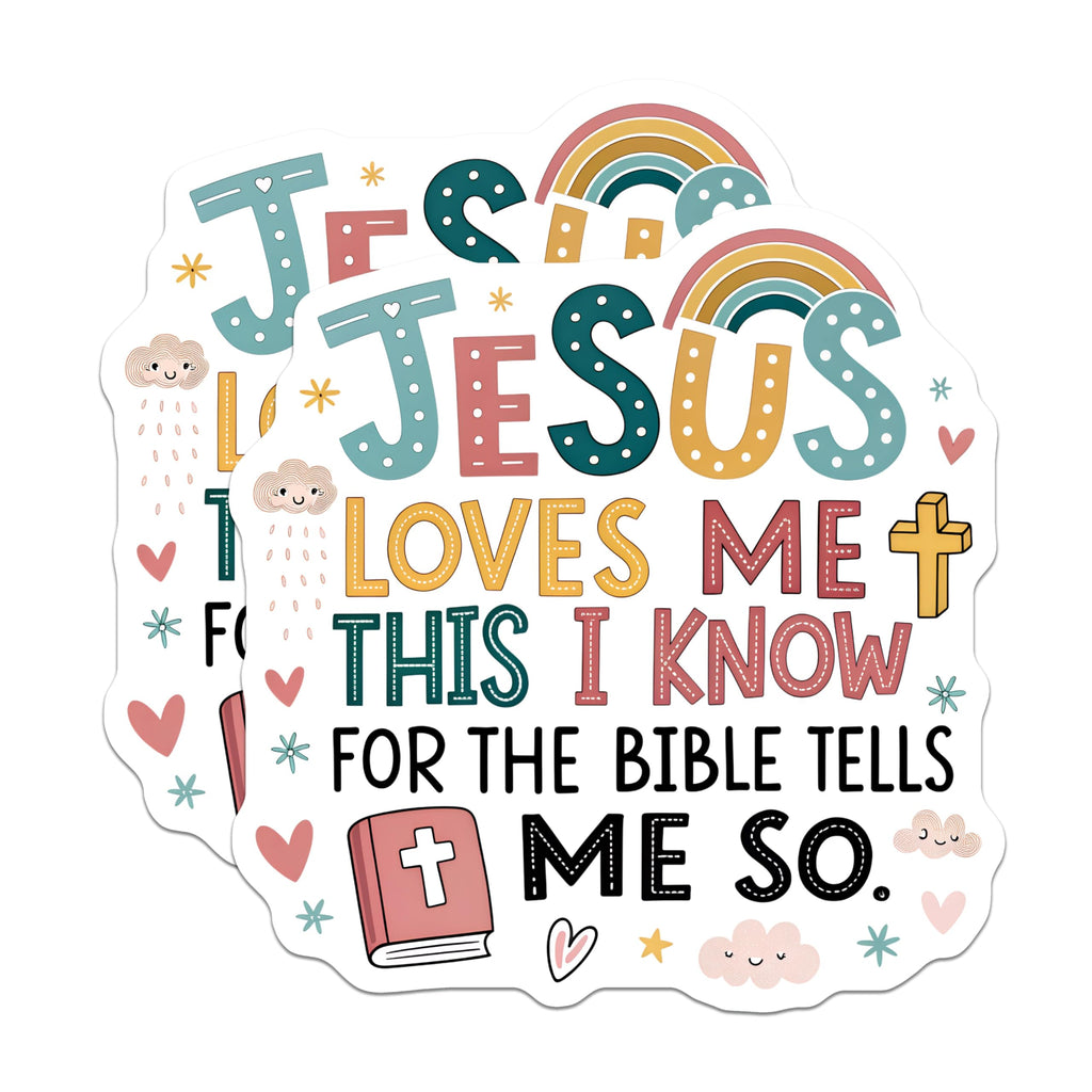 (2 Pack) Jesus Loves Me Magnets - Christian Kids Decor - Bible Verse Refrigerator Magnets - 5 Inches On Longest Side - Thick Durable Magnet - Made in USA - MAG24745