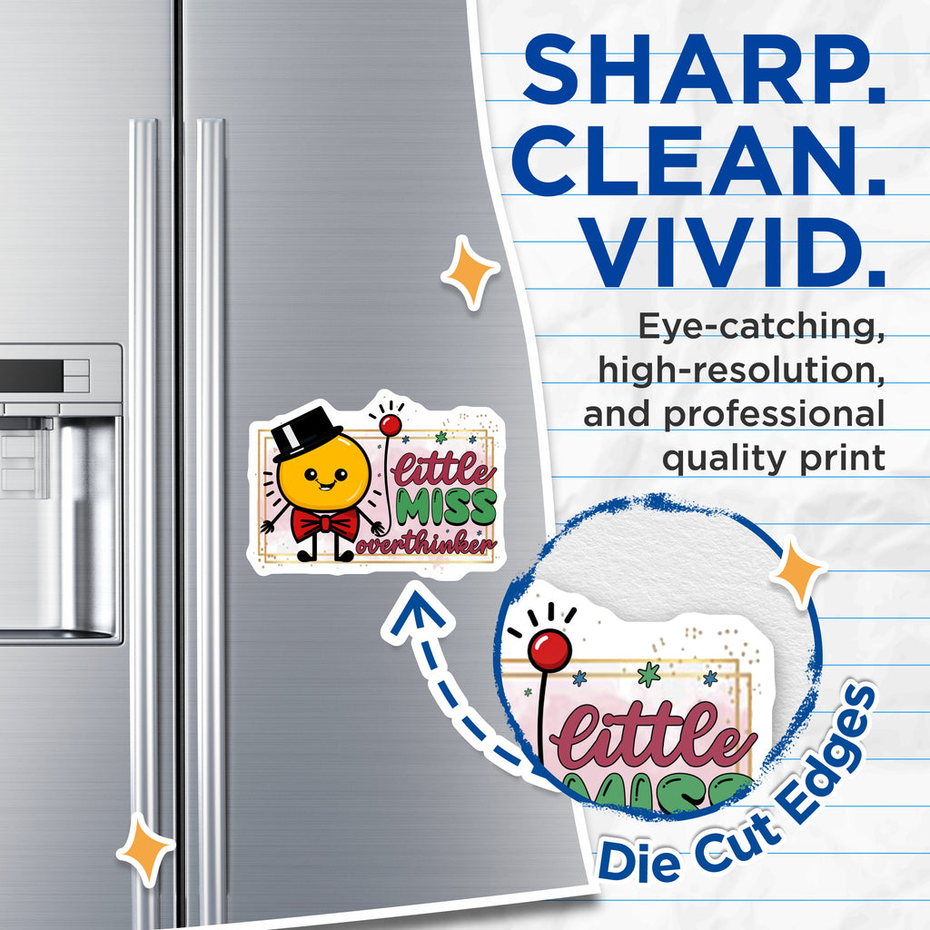 (2 Pack) Little Miss Overthinker Magnets - Funny Thinking Decal - Mental Health Humor Decor - Quirky Fridge Accessory - 5 Inches On Longest Side - Thick Durable Magnet - Made in USA - MAG39177