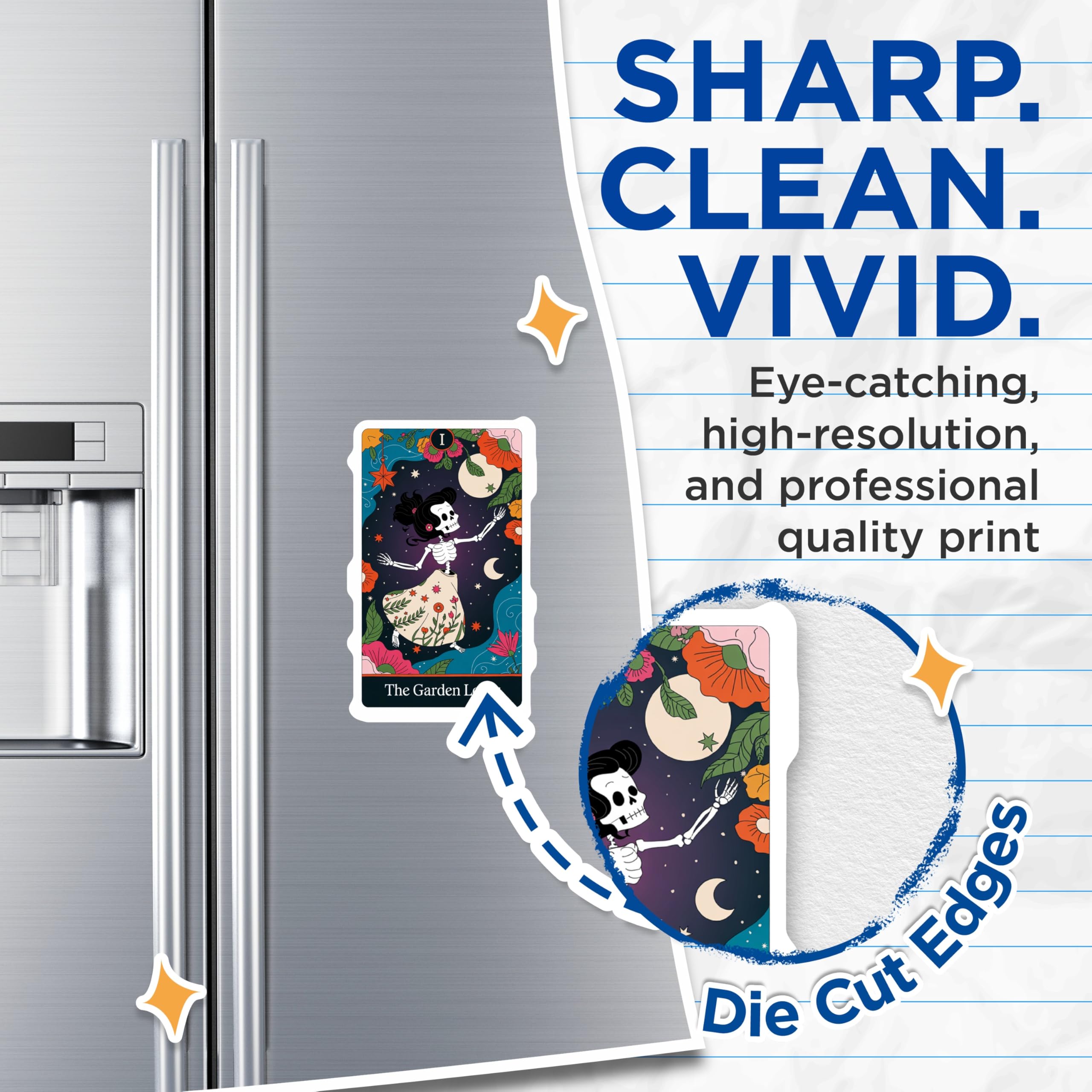 (2 Pack) Garden Lover Skeleton Magnets - Floral Day of Dead Art - Whimsical Refrigerator Magnets - 5 Inches On Longest Side - Thick Durable Magnet - Made in USA - MAG21169