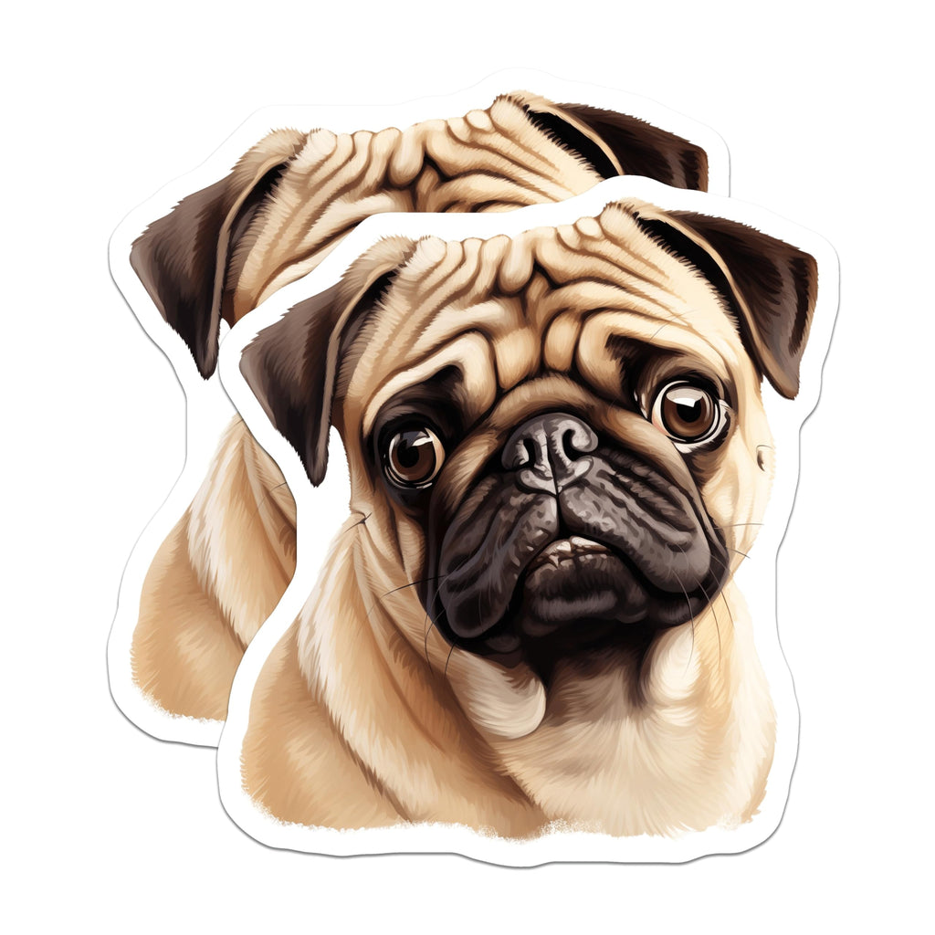 (2 Pack) Pug Dog Magnets - Adorable Fawn Puppy Decor for Fridge - Beloved Pet Animal Lover Refrigerator Art - 5 Inches On Longest Side - Thick Durable Magnet - Made in USA - MAG23990