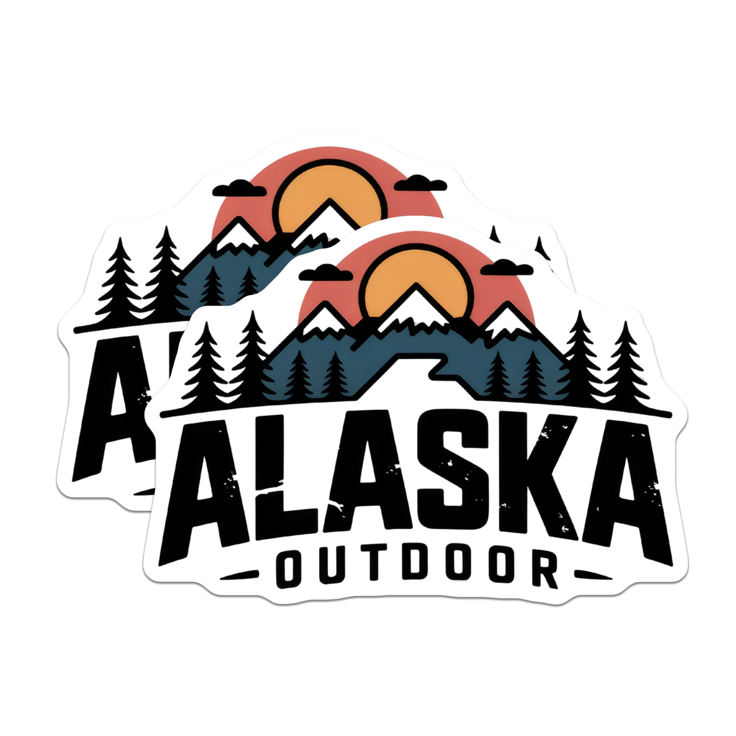 (2 Pack) Alaska Outdoor Magnets - Mountain Sunset Decor - Fridge Art - 5" On Longest Side - Premium Magnet - for Cars, Refrigerators, Toolboxes, Lockers - Made in USA - MAG18699