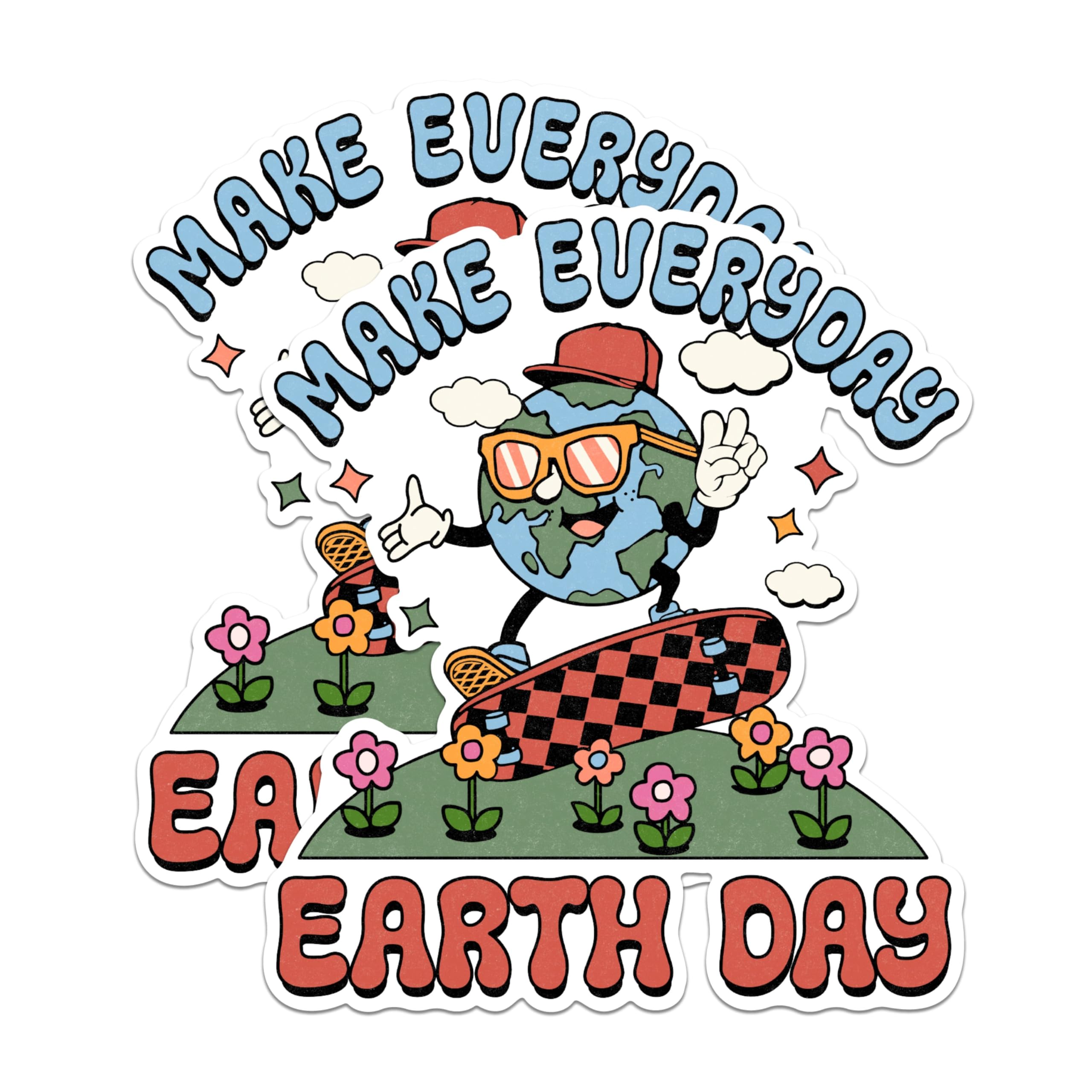 (2 Pack) Make Everyday Earth Day Stickers - Earth Day Skateboard Stickers - Environmental Awareness Stickers - 5" On Longest Side - Sticks to Any Smooth Flat Surface - Made in USA - BMCS2900