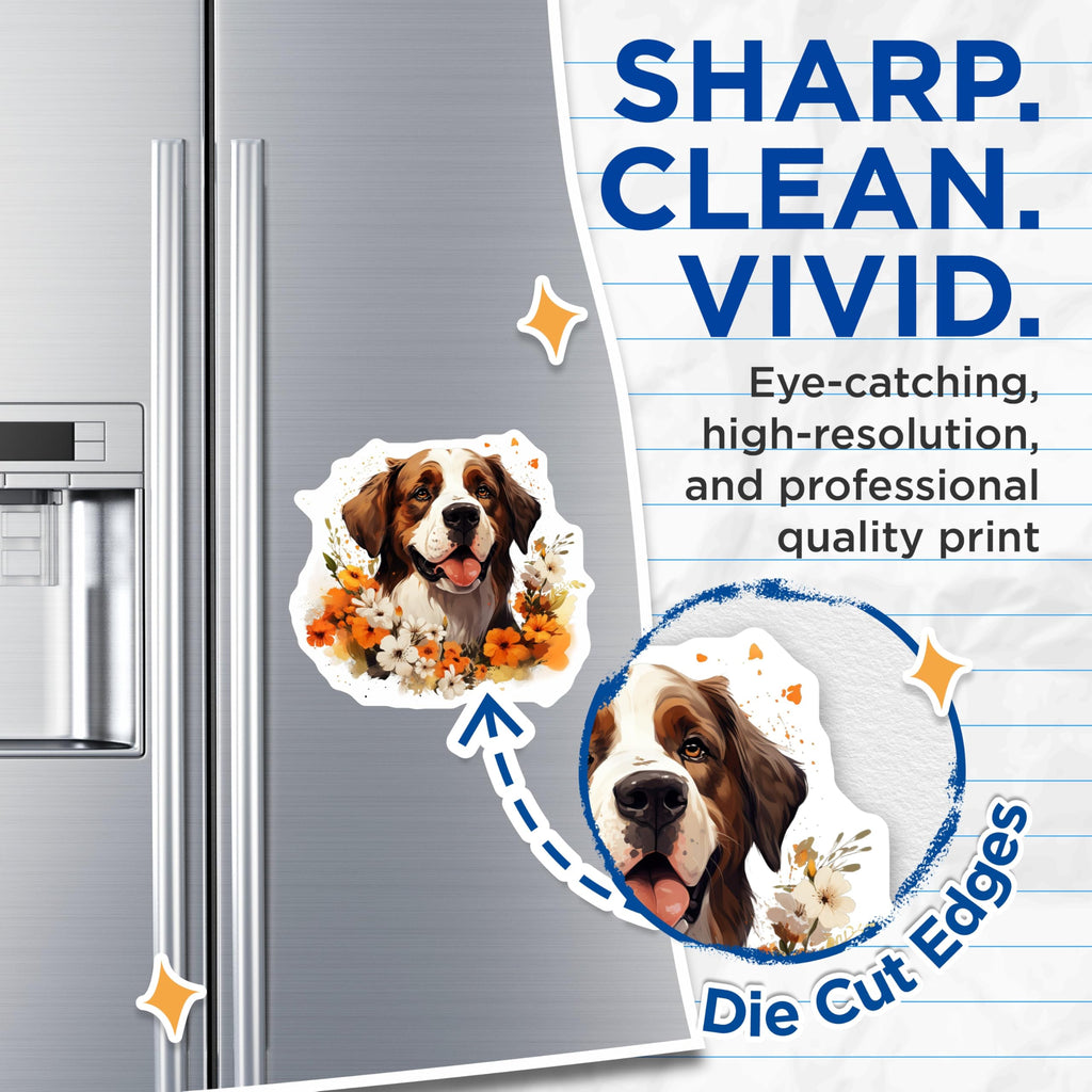 (2 Pack) Bernese Mountain Dog Magnets - Floral Dog Art - Pet Lover Decor for Dog Moms - 5 Inches On Longest Side - Thick Durable Magnet - Made in USA - MAG25950