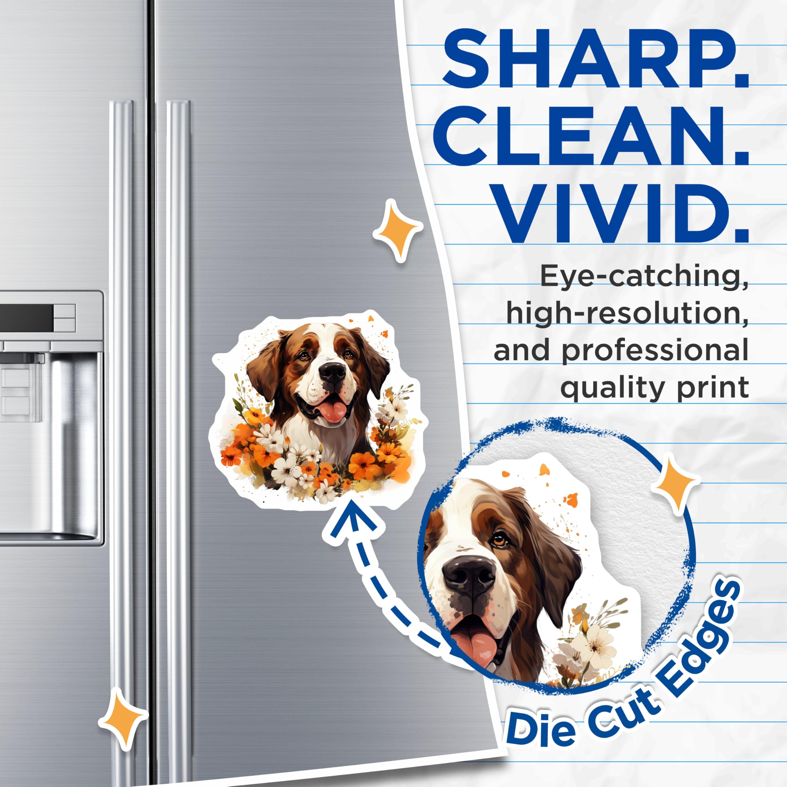 (2 Pack) Bernese Mountain Dog Magnets - Floral Dog Art - Pet Lover Decor for Dog Moms - 5 Inches On Longest Side - Thick Durable Magnet - Made in USA - MAG25950