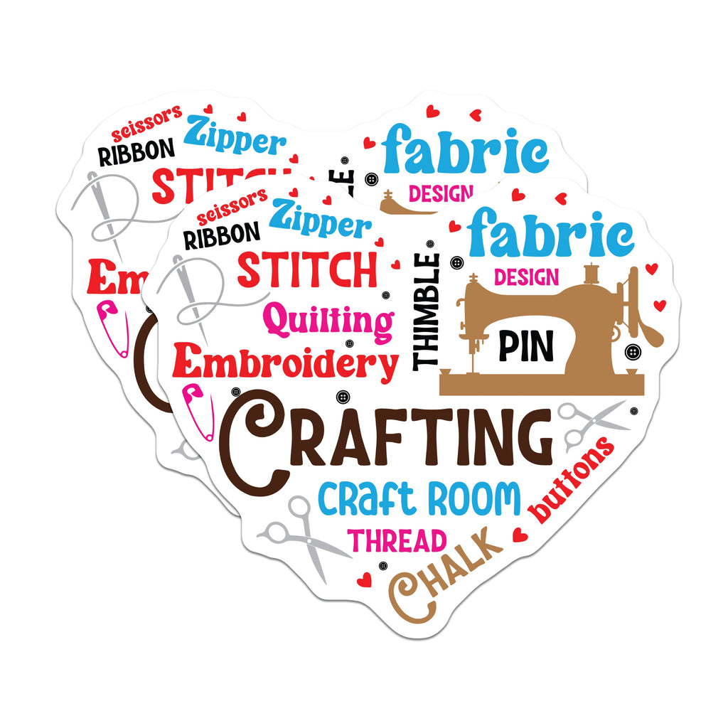 (2 Pack) Crafting Magnets - Sewing Room Decor - Quilting Embroidery Lover - DIY Creative Enthusiast - Craft Mom Refrigerator Sticker - 5" - Thick Durable Magnet - Made in USA - MAG39330