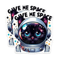 (2 Pack) Space Cat Stickers - Cute Astronaut Cat Stickers - Give Me Space Cat Decals for Laptop and Water Bottle - 5" On Longest Side - Sticks to Smooth Flat Surfaces - Made in USA - BMCS4584