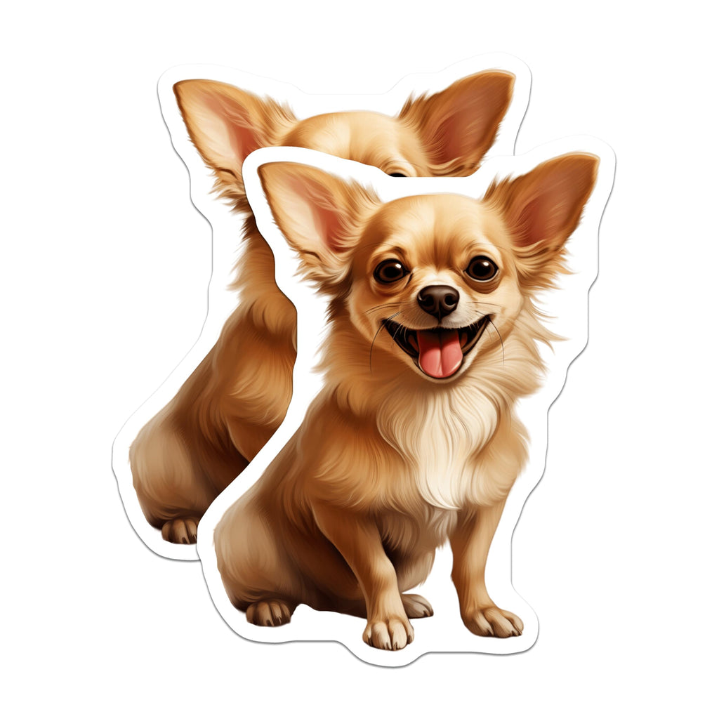 (2 Pack) Long Haired Chihuahua Magnets - Smiling Dog Fridge Decor - Pet Lover Animal Enthusiast - 5 Inches On Longest Side - Thick Durable Magnet - Made in USA - MAG29221